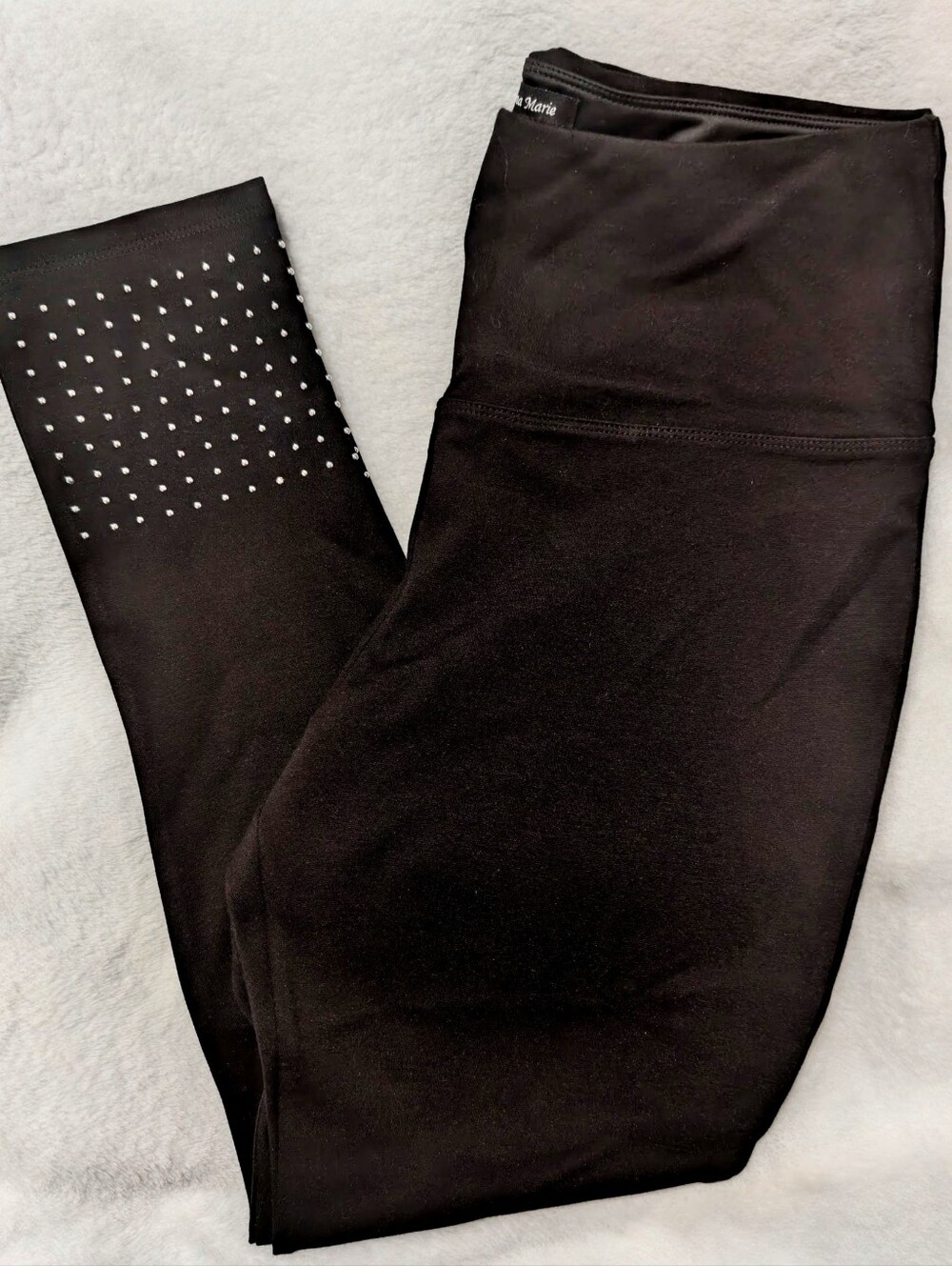 Athena Marie Black Leggings with Studded Detail Tummy Control Waist Band Size L